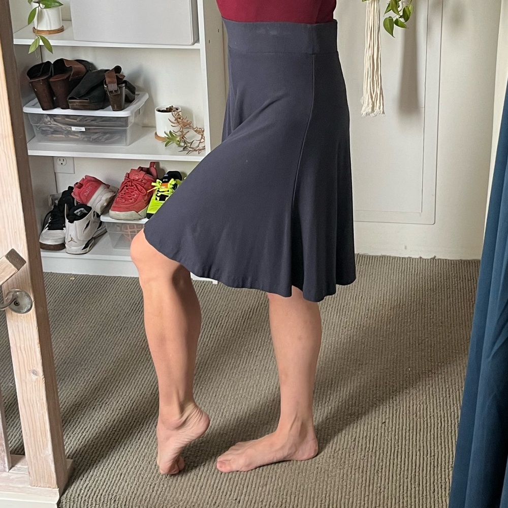 Vintage Ann Taylor LOFT Navy Blue Stretch Cotton Circle Skirt